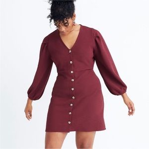 Madewell Burgundy Crepe Balloon Sleeve Mini Dress Texture & Thread Large Fall